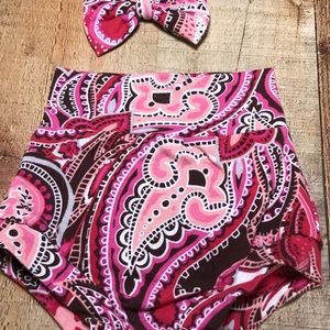 6/9 months bummies with matching hair bow